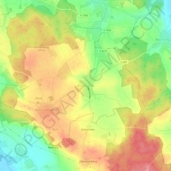 Carte topographique Bierstetten, altitude, relief