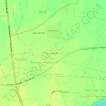 Carte topographique Chennivakkam, altitude, relief