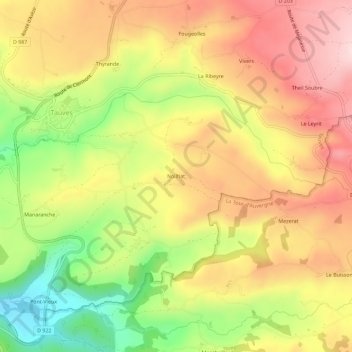 Carte topographique Noilhat, altitude, relief