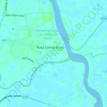 Carte topographique Kampung Muara Tuang, altitude, relief