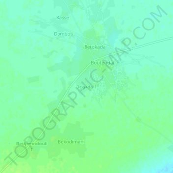 Carte topographique Begada 1, altitude, relief