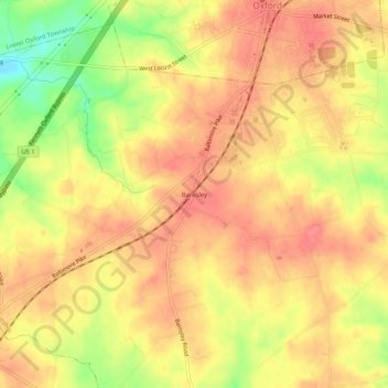 Carte topographique Barnsley, altitude, relief