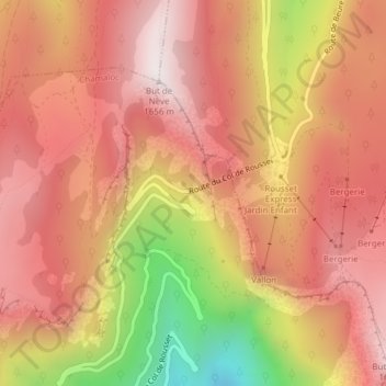 Carte topographique Point de Vue du Col du Rousset, altitude, relief