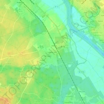 Carte topographique Lataste Sud, altitude, relief