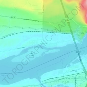 Carte topographique Plymouth, altitude, relief