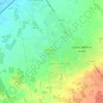 Carte topographique Ben Annfer, altitude, relief