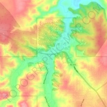 Carte topographique Heber, altitude, relief