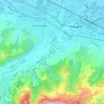 Carte topographique Gesso, altitude, relief