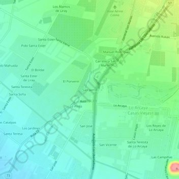 Carte topographique San Jaime, altitude, relief