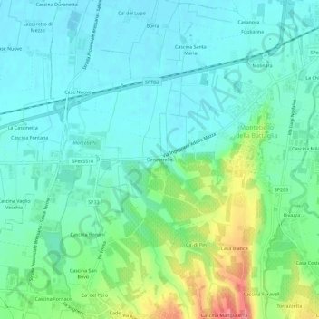 Carte topographique Genestrello, altitude, relief
