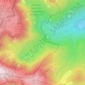 Carte topographique Stolz-Ablass, altitude, relief