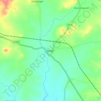 Carte topographique Kada, altitude, relief