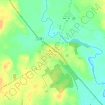 Carte topographique Sutherland Springs, altitude, relief
