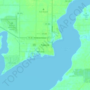 Carte topographique Palacios, altitude, relief