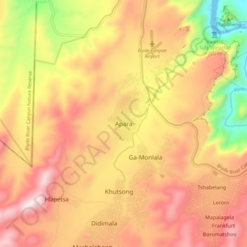 Carte topographique Apara, altitude, relief