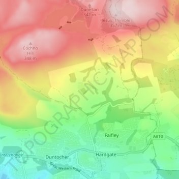 Carte topographique Cochno, altitude, relief