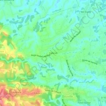Carte topographique Vallerat, altitude, relief