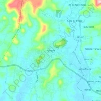 Carte topographique Parobé, altitude, relief