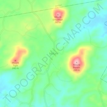 Carte topographique Millan, altitude, relief