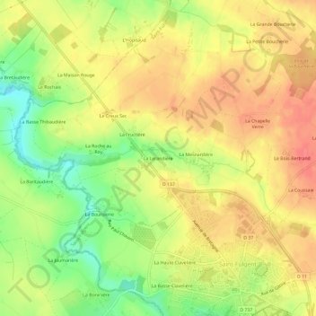Carte topographique La Lerandière, altitude, relief