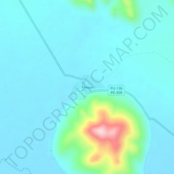 Carte topographique Pinaya, altitude, relief