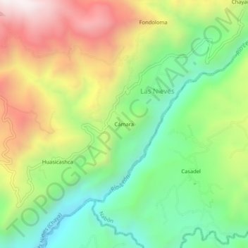 Carte topographique Cámara, altitude, relief