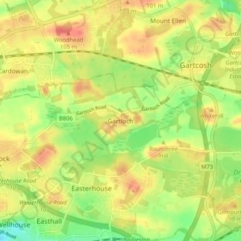 Carte topographique Gartloch, altitude, relief