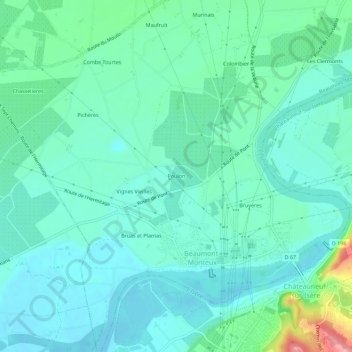 Carte topographique Poulon, altitude, relief