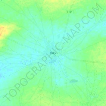 Carte topographique Dilly, altitude, relief