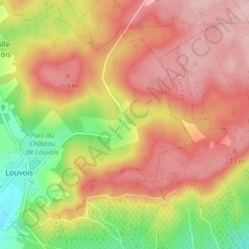 Carte topographique Hameau de Vertuelle, altitude, relief