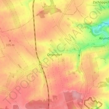 Carte topographique Ottendorf, altitude, relief