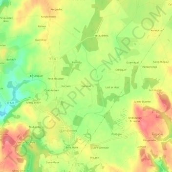 Carte topographique Kerivoal, altitude, relief