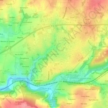 Carte topographique Cité Marine, altitude, relief