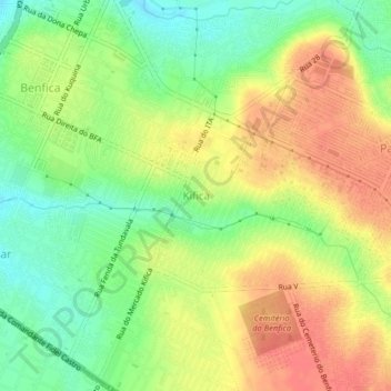 Carte topographique Kifica, altitude, relief
