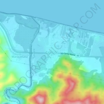 Carte topographique Palomino, altitude, relief