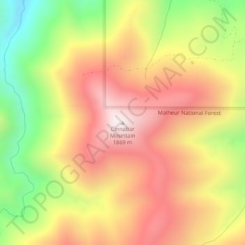 Carte topographique Cinnabar Mountain, altitude, relief