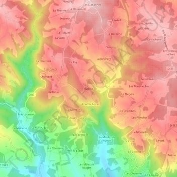 Carte topographique Mailhac, altitude, relief