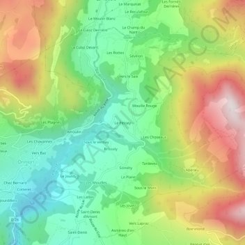 Carte topographique Le Pessey, altitude, relief