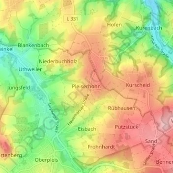 Carte topographique Pleiserhohn, altitude, relief