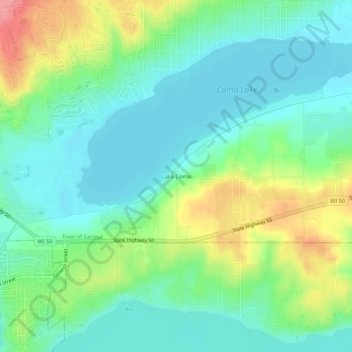 Carte topographique Lake Como, altitude, relief