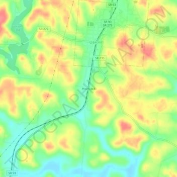Carte topographique Hitchcock, altitude, relief