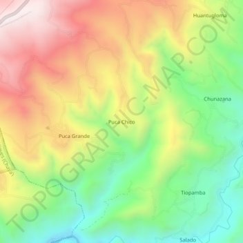 Carte topographique Puca Chico, altitude, relief