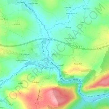 Carte topographique Le Poteau, altitude, relief