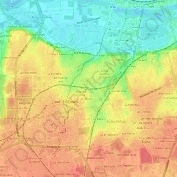Carte topographique La Gare, altitude, relief