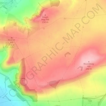 Carte topographique Roundway Down, altitude, relief