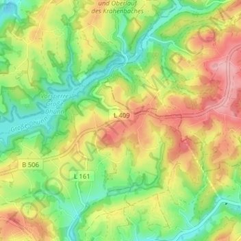 Carte topographique Laudenberg, altitude, relief