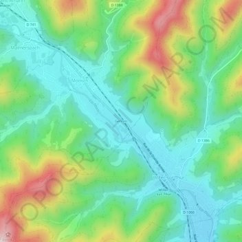 Carte topographique Gehren, altitude, relief