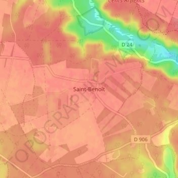 Carte topographique Saint-Benoît, altitude, relief