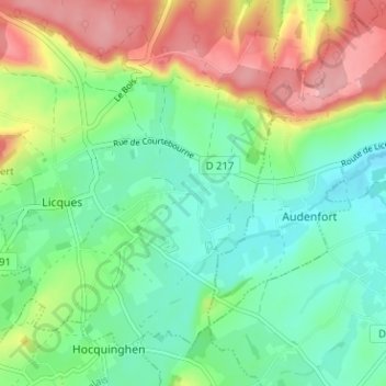 Carte topographique Cahen, altitude, relief