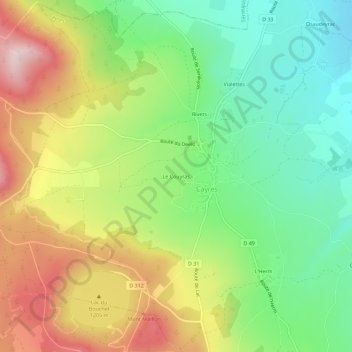Carte topographique Le Couyras, altitude, relief